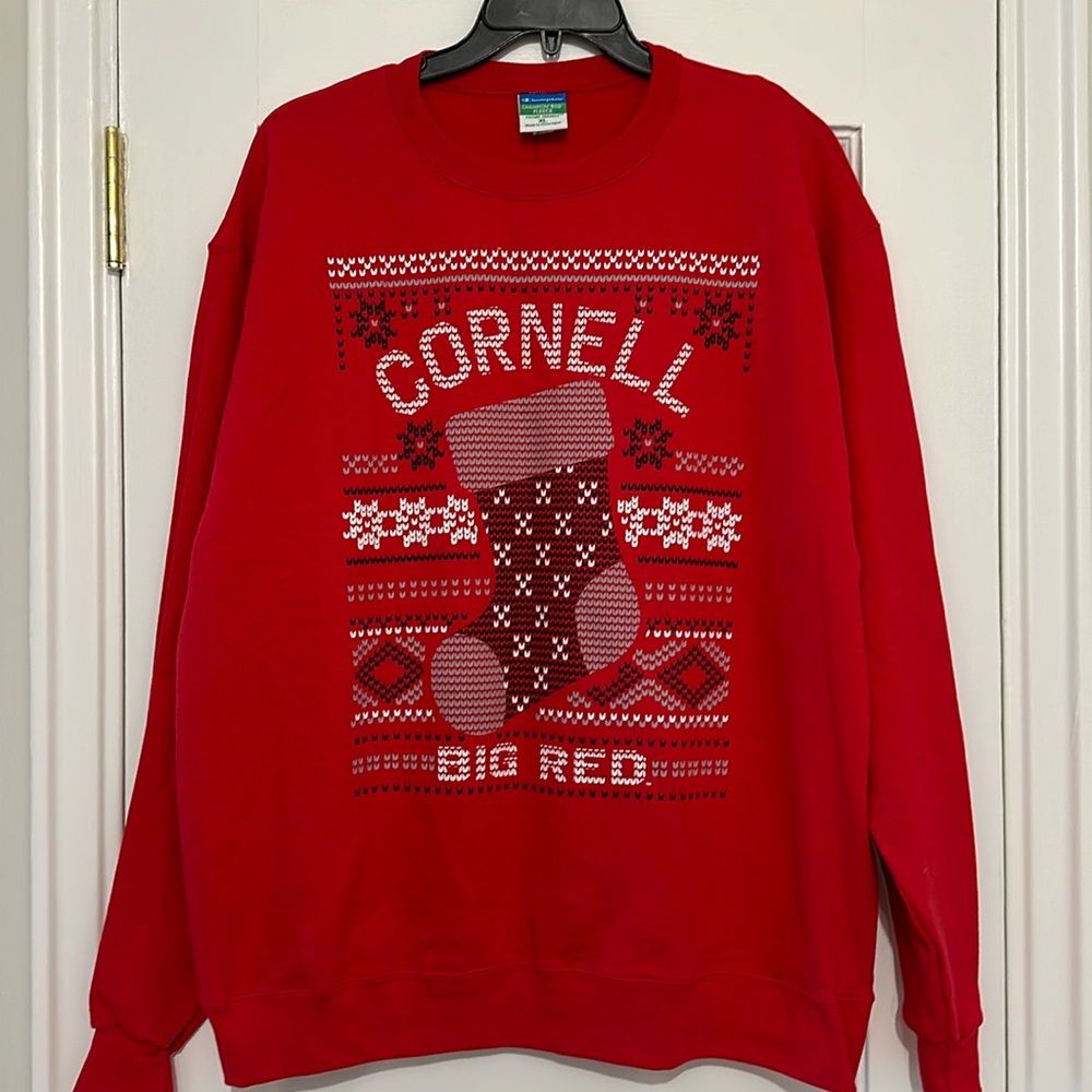 Cornell Ugly Sweater GO BIG RED stocking Christmas present Champion sweatshirt